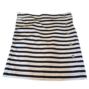 Anne Klein NWT Skirt Womens 16 White Blue Stripe A-Line Button Trim Lined
